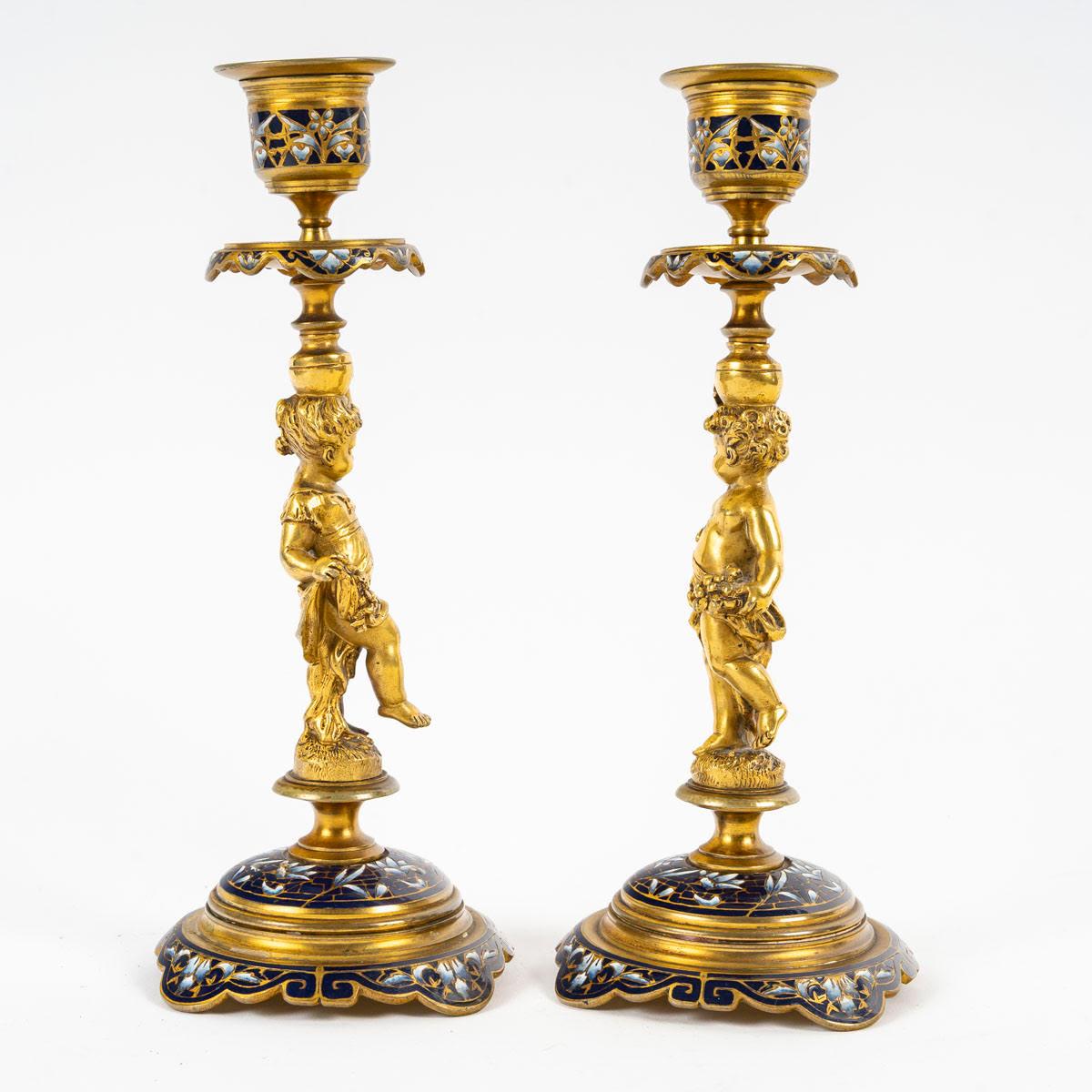 Ein Tintenfass und zwei Kerzenständer aus dem 19. Jahrhundert, Napoleon III.-Periode. im Angebot 1