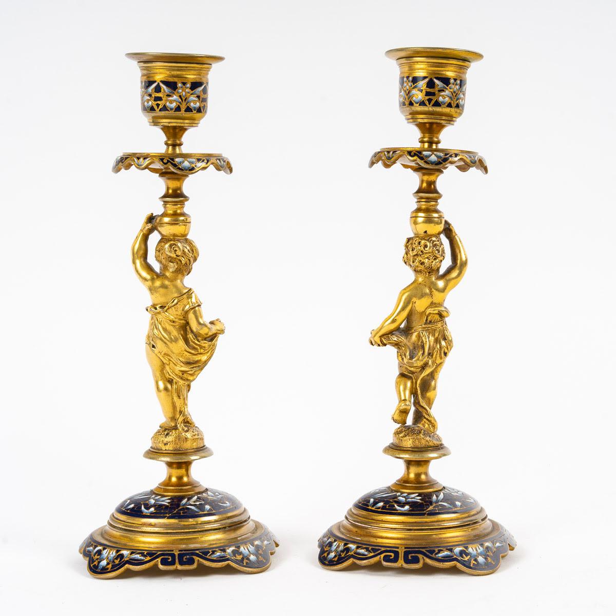 Ein Tintenfass und zwei Kerzenständer aus dem 19. Jahrhundert, Napoleon III.-Periode. im Angebot 2