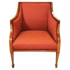 An Inlaid And Satinwood Upholstered Bergere Library Chair Circa 1900