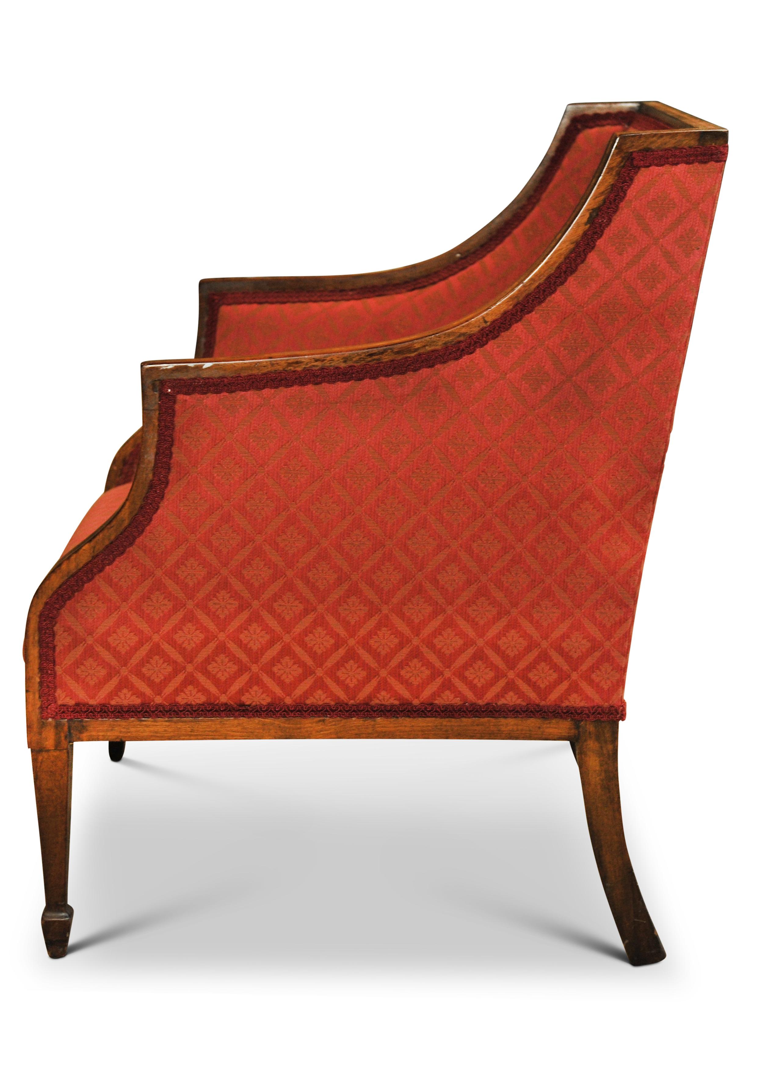 Edwardian An Inlaid And Satinwood Upholstered Bergere Library Chair Circa 1900 For Sale