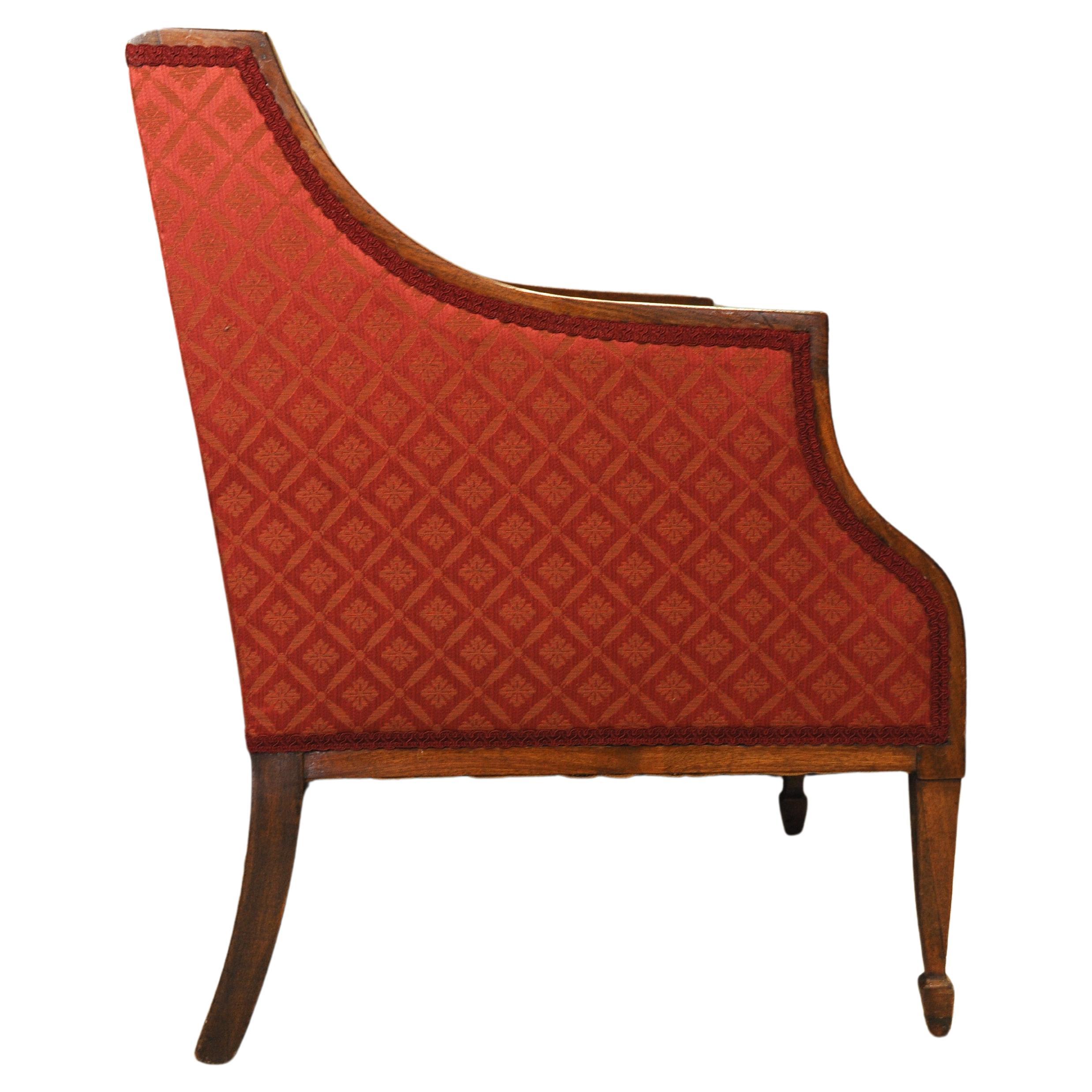Inlay An Inlaid And Satinwood Upholstered Bergere Library Chair Circa 1900 For Sale