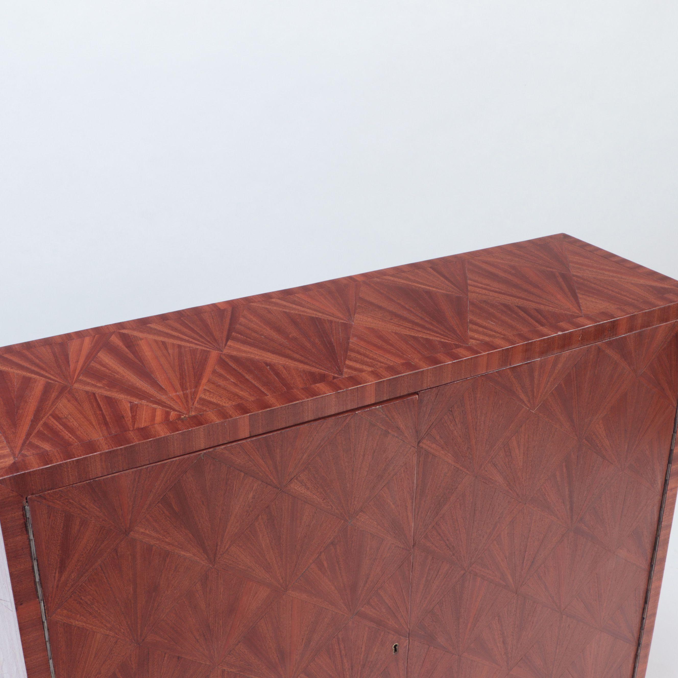 Inlaid Two Door Cabinet in the Manner of Jean Michel Frank, Contemporary In Good Condition For Sale In Philadelphia, PA