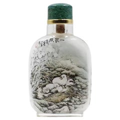 Bemaltes Glas, "A Family"-Schnupftabakflasche von Zhang Zenlou aus dem Jahr 2006
