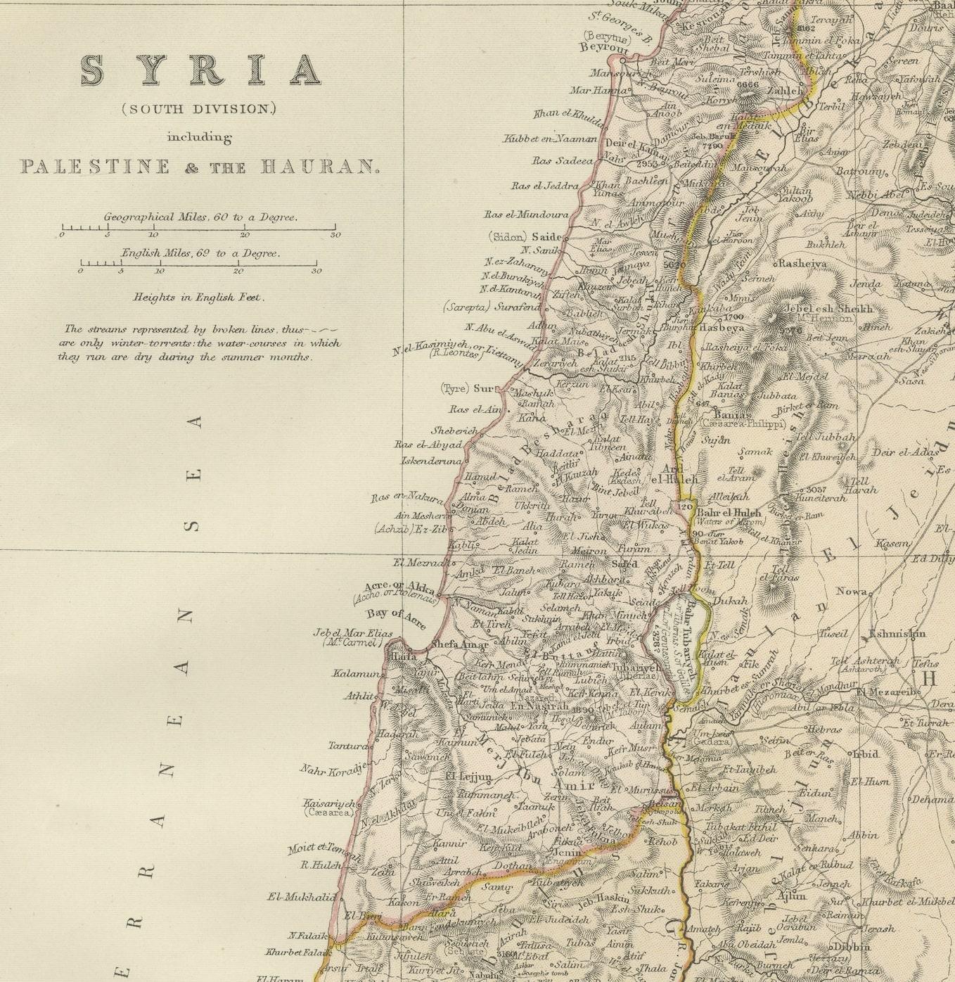 Paper An Insightful 19th Century Map of Syria and the Surrounding Regions, 1882 For Sale
