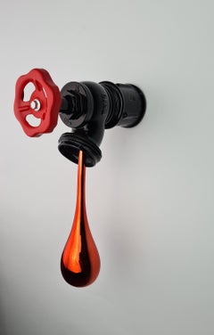 "An Instant Sudden", 2021, Wall Home Decor, Handmade in Italy, Black & Red Ldt