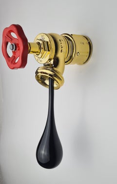 "Un instante repentino", 2021, Decoración de pared para el hogar, Hecho a mano en Italia, Oro y Negro Ldt