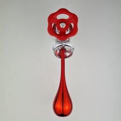 "Un istante all'improvviso", 2021 decorazioni da parete, fatte a mano in Italia, argento e rosso, Ldt