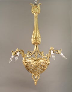 An Interesting Early 20th Century Gilt Bronze Nine Light Chandelier