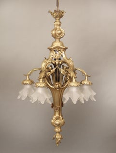 An Interesting Early 20th Century Gilt Bronze Six Light Chandelier