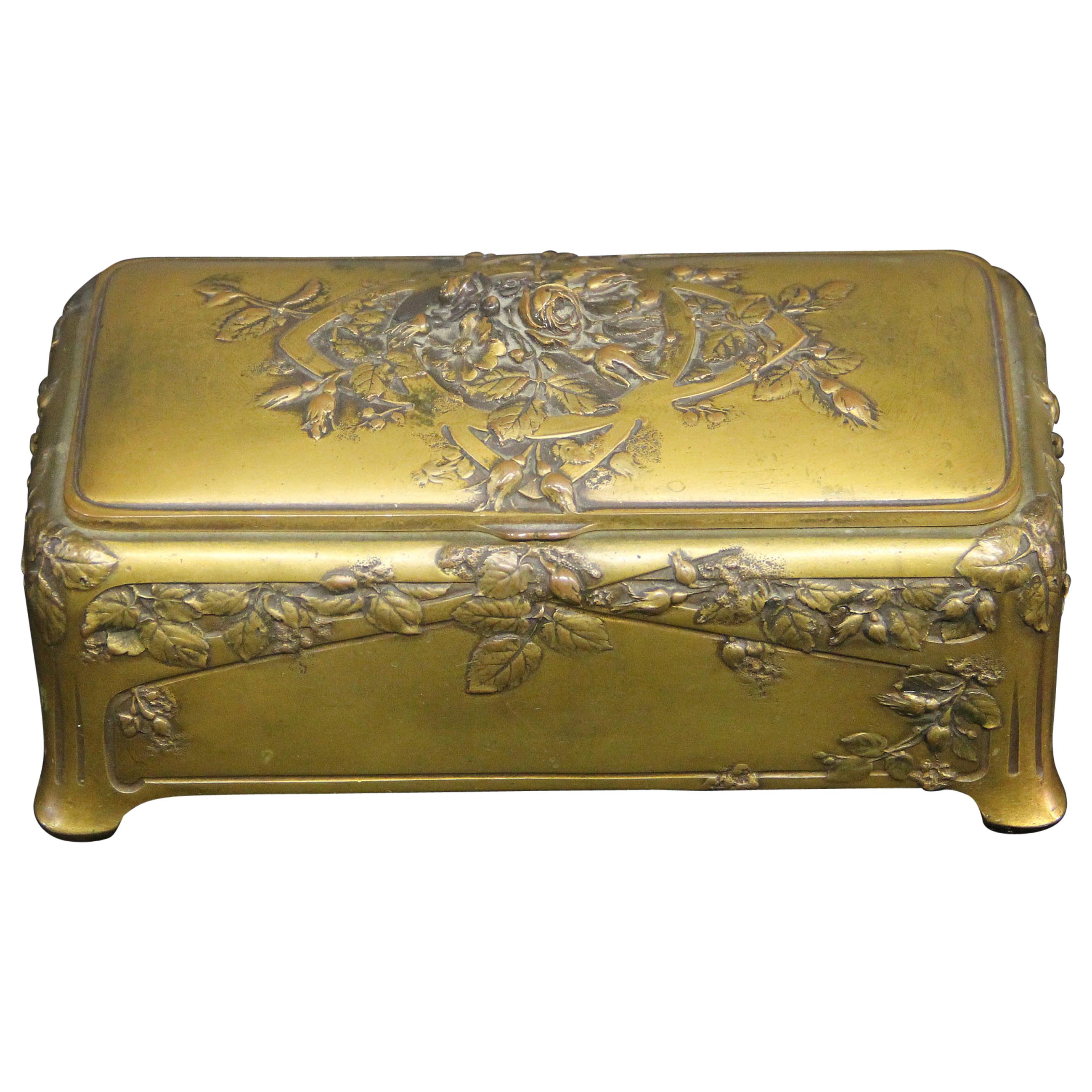 Interesting Late 19th Century Gilt Bronze Jewelry Box