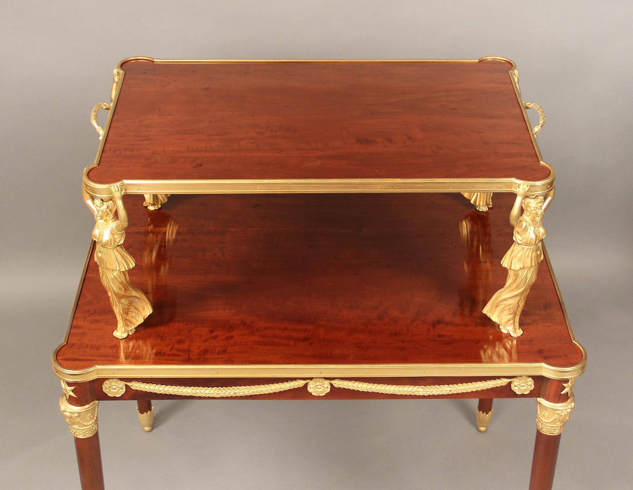 Belle Époque Interesting Late 19th Century Gilt Bronze Mounted Empire Style Tea Table For Sale