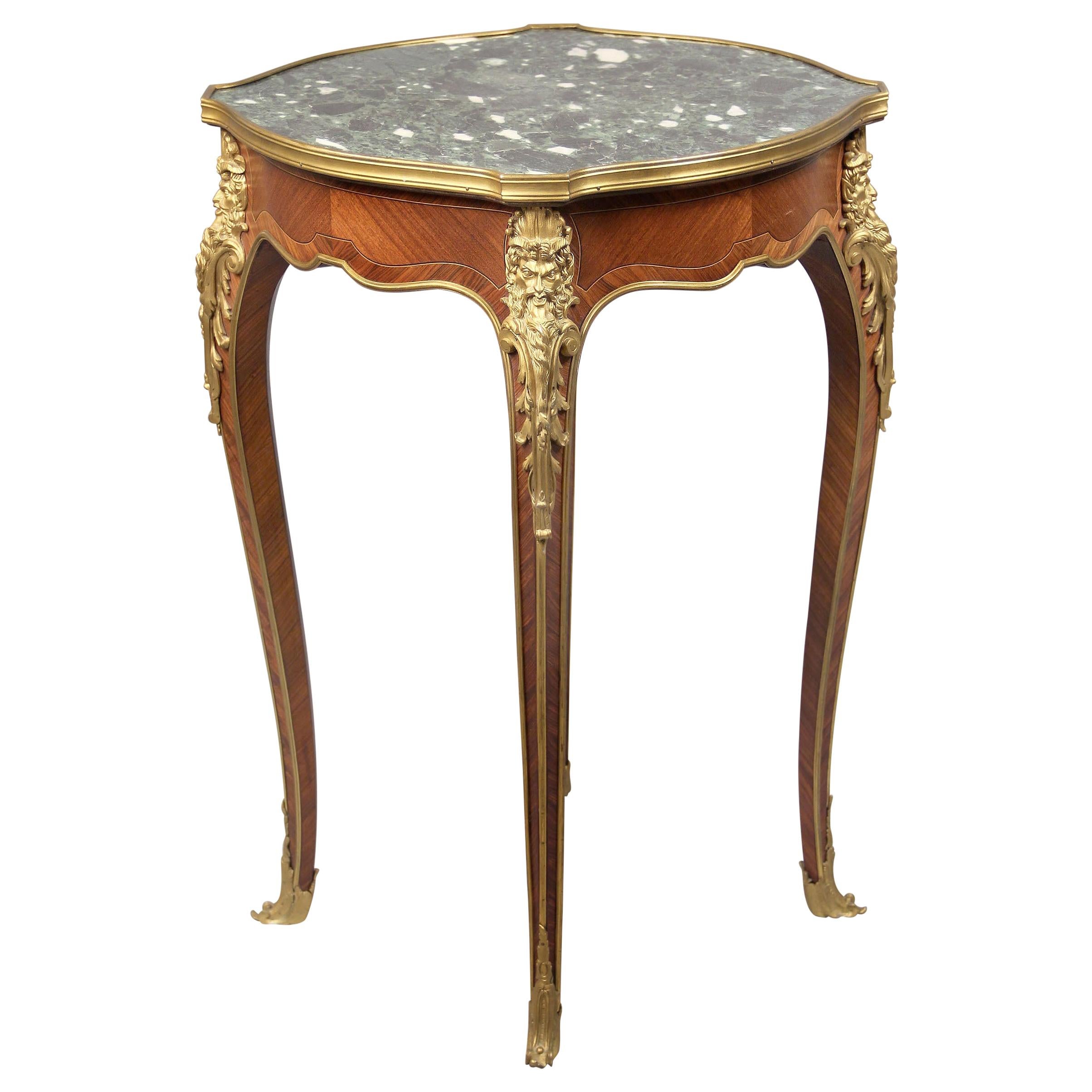 Interesting Late 19th Century Gilt Bronze Mounted Louis XV Style Lamp Table