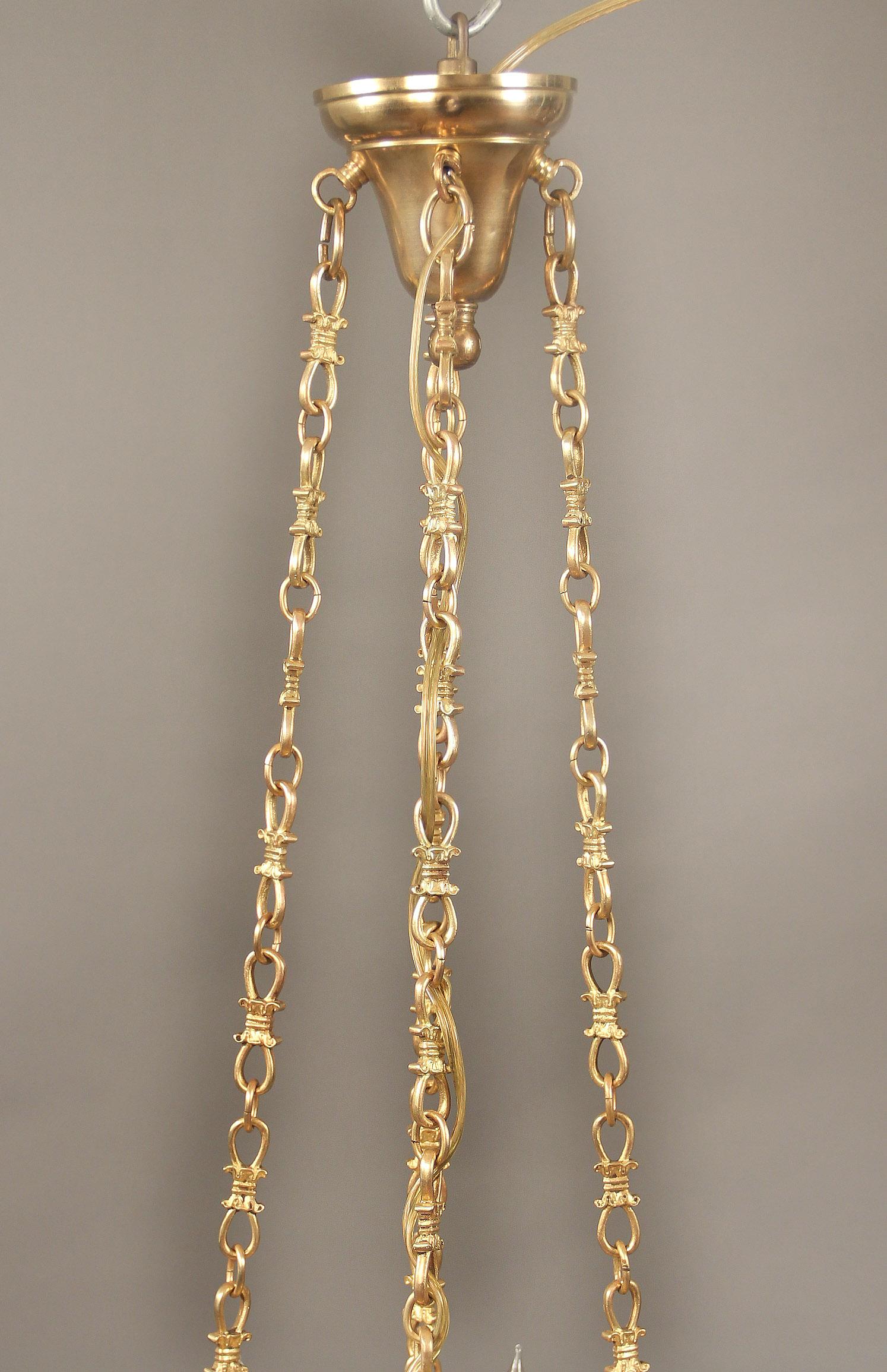 19th Century Interesting Late 19th-Early 20th Century Gilt Bronze Empire Style Chandelier For Sale