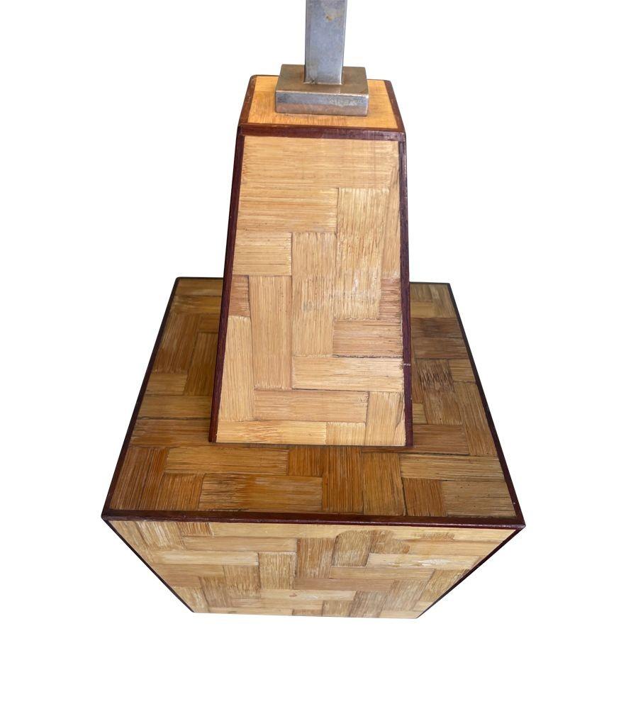 Late 20th Century An Interesting shaped Italian 1970s rattan marquetry lamp For Sale