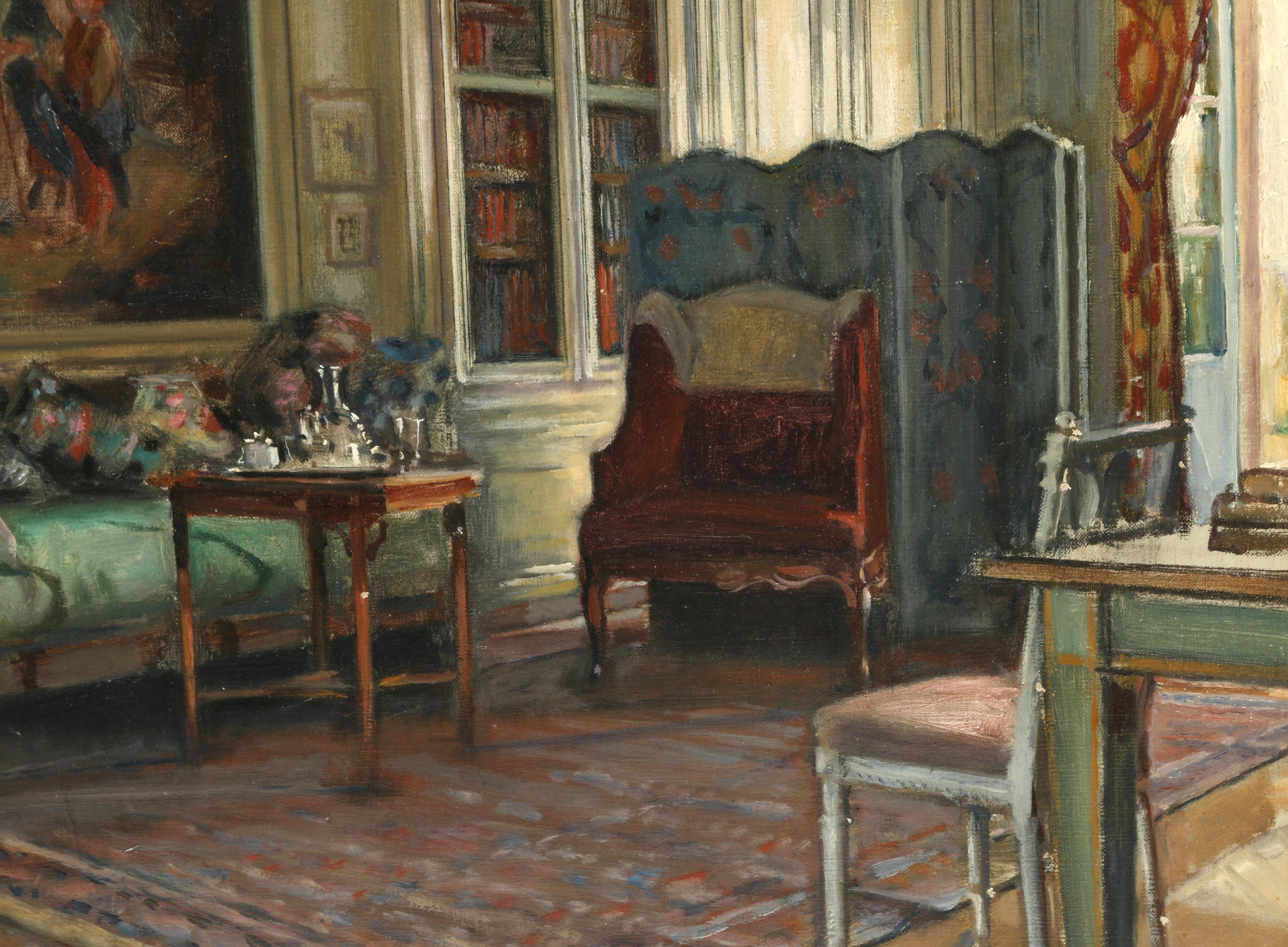 French Interior Painting by Charles Henri Tenré For Sale
