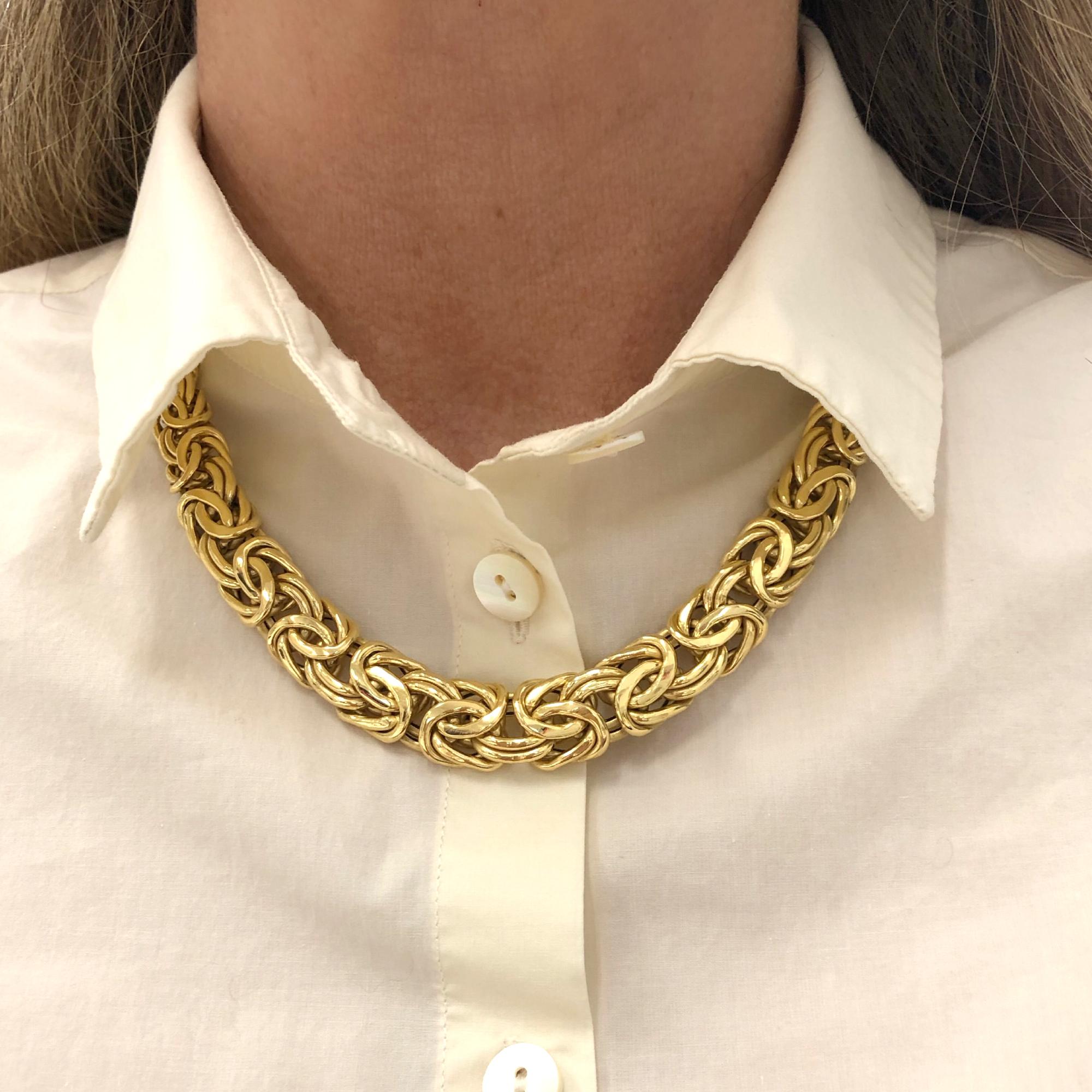 Aufwändige Goldhalskette 14K Hergestellt in Italien im Zustand „Hervorragend“ in Miami, FL