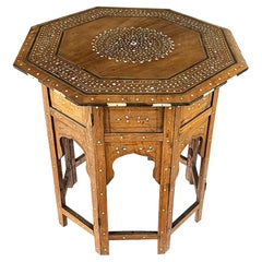 An Intricately Inlaid Anglo Indian Octagonal Side/traveling Table