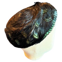 An iridescent feather Bibi Hat possibly by Maison Lemarié - Paris Circa 1960