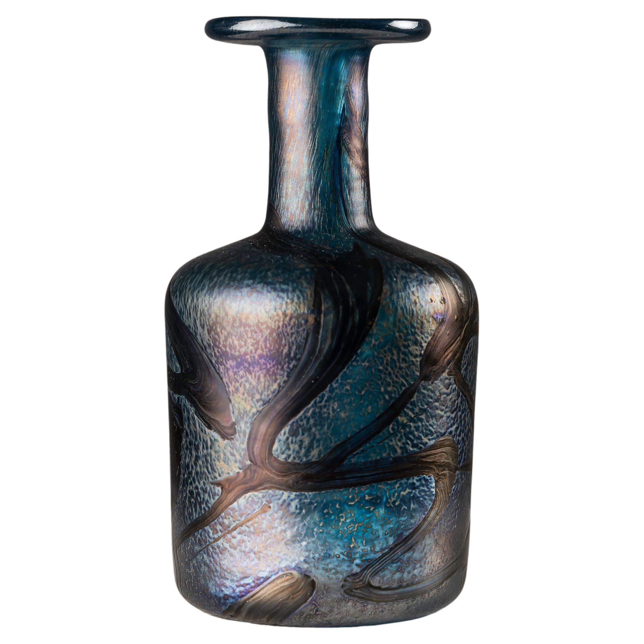 An Iridescent glass vase signed For Sale