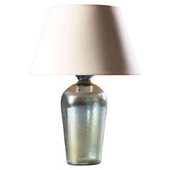 Iridescent Green Glass Vase as a Lamp