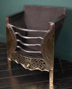 Polished Irish Brass Half-Register Grate, Georgian Style, Circa 1800