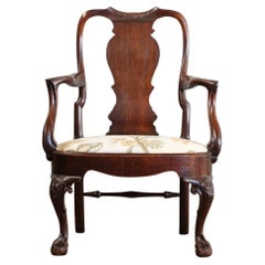 An Irish George II Red Walnut Open Armchair