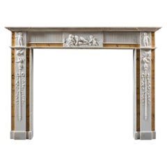 Irish George III Neoclassical Mantle in Statuary Marble with Sienna Inlays