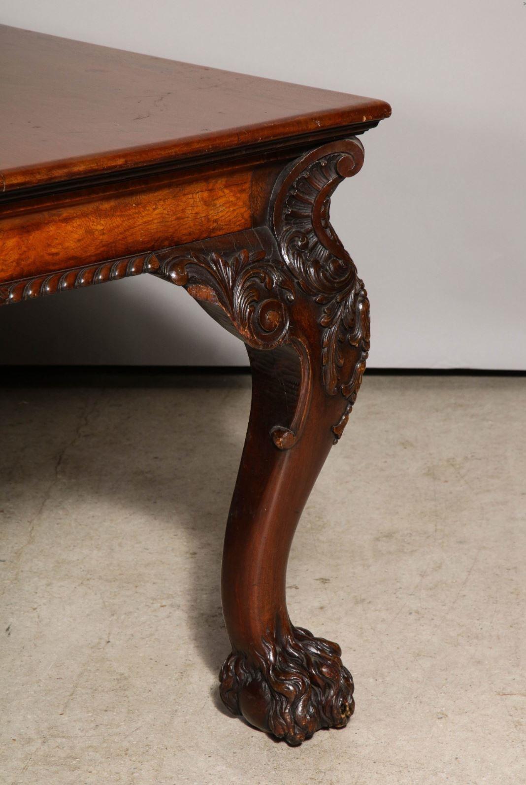 Carved Irish Mahogany Extending Dining Table For Sale