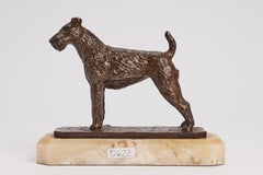 Un terrier irlandese in bronzo, firmato C. Charles, Francia 1920.