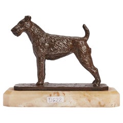 Un terrier irlandese in bronzo, firmato C. Charles, Francia 1920.