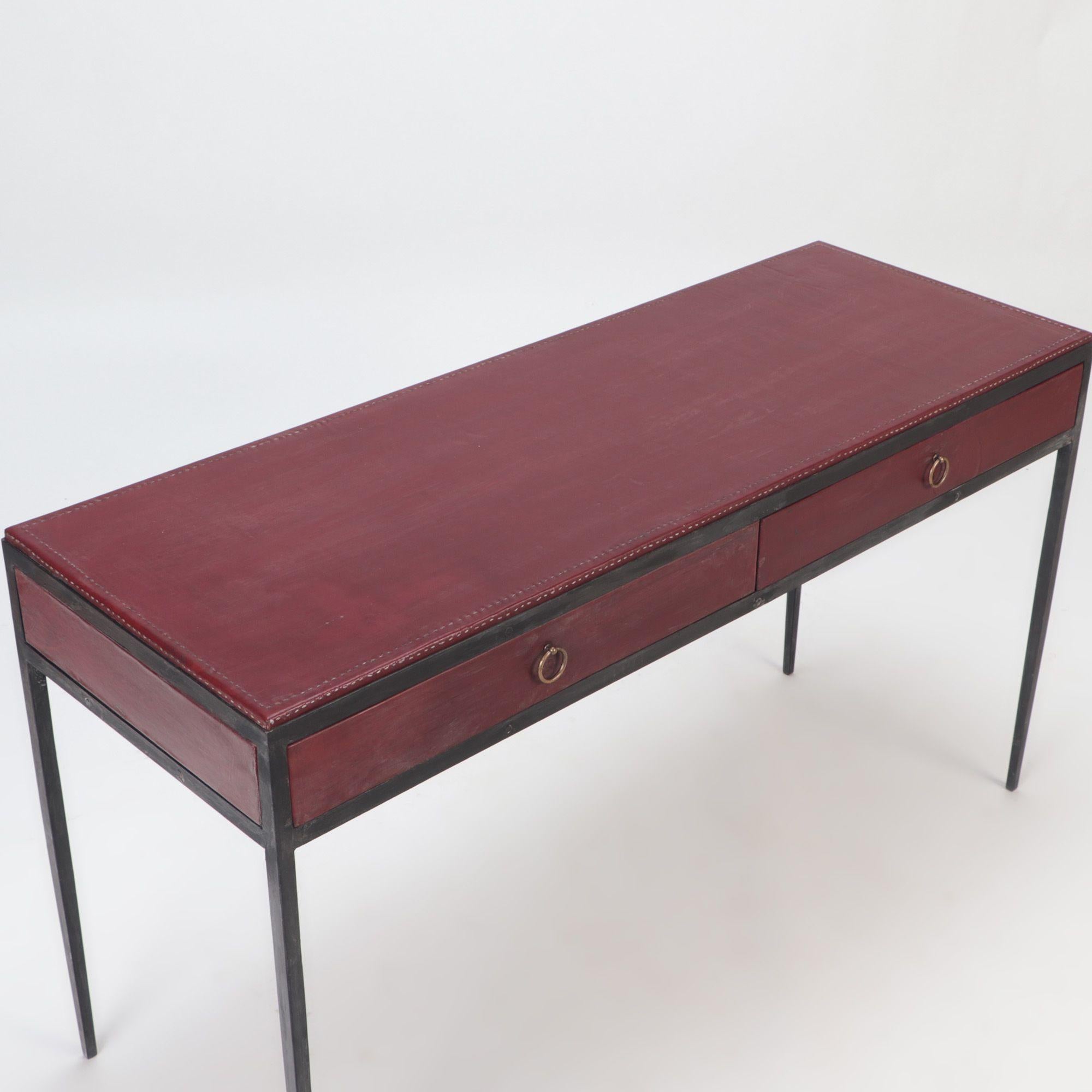 burgundy desk