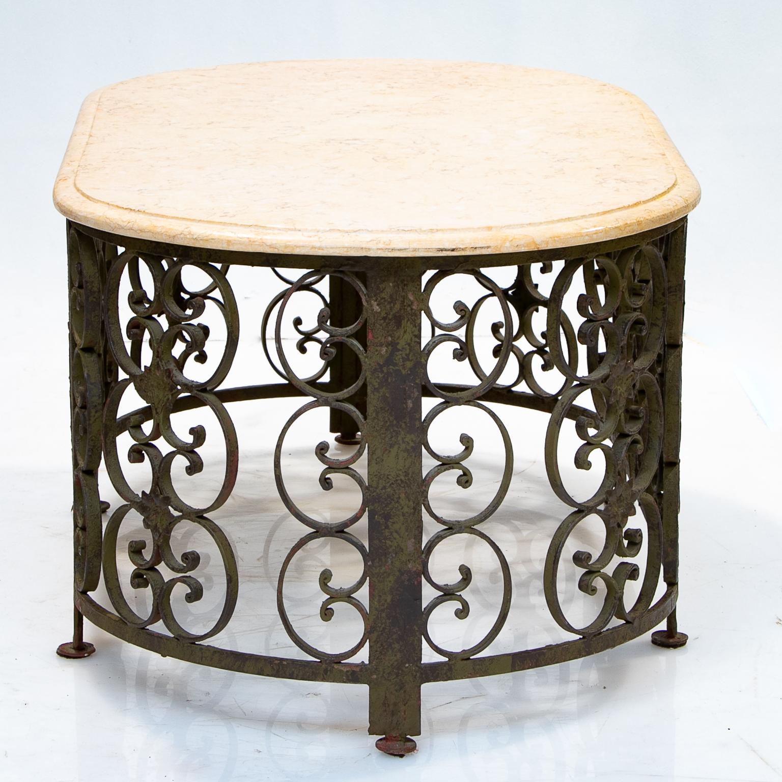 Turkish Iron and Marble-Top Coffee Table