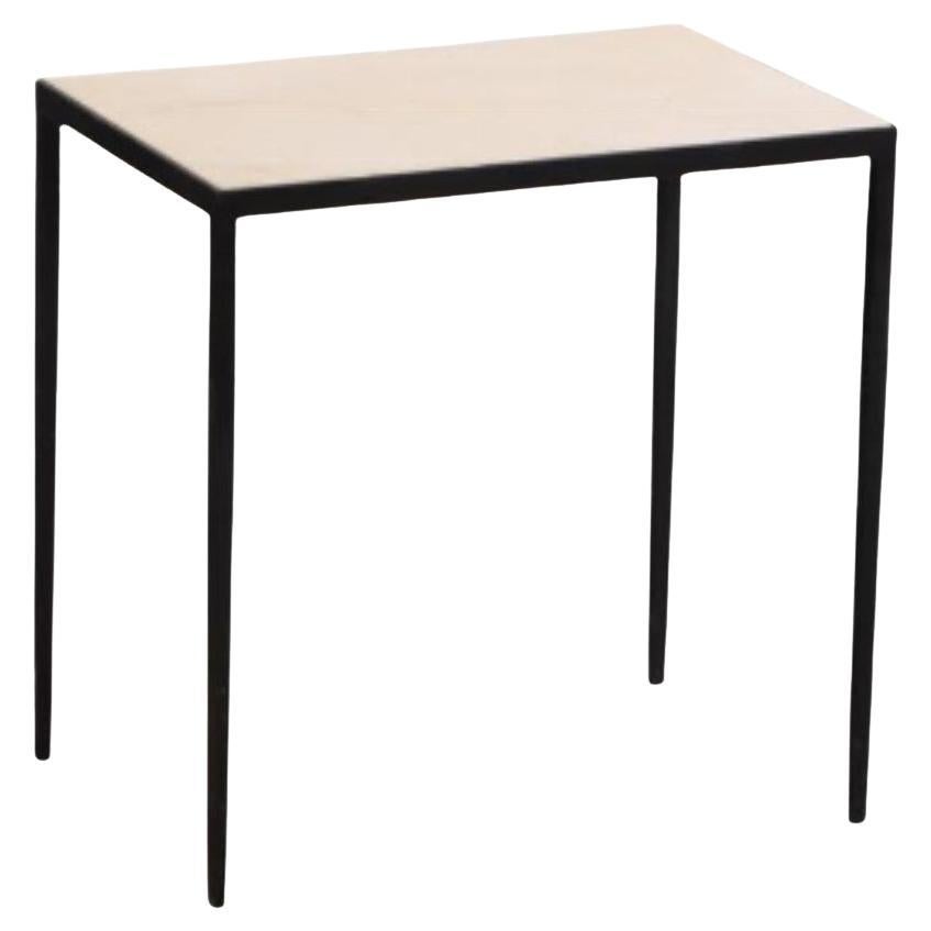 Table d'appoint en fer et parchemin à la manière de Jean-Michel Frank