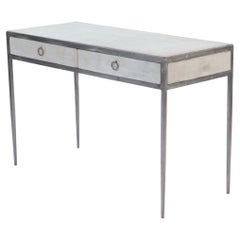 Iron and Parchment Two Drawers Desk, Contemporary