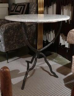 Iron Legs and Marble Top Modern Italian Side Table, 1990