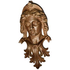 Iron Plaque Depicting Neoclassical Maiden with Stylized Tiara