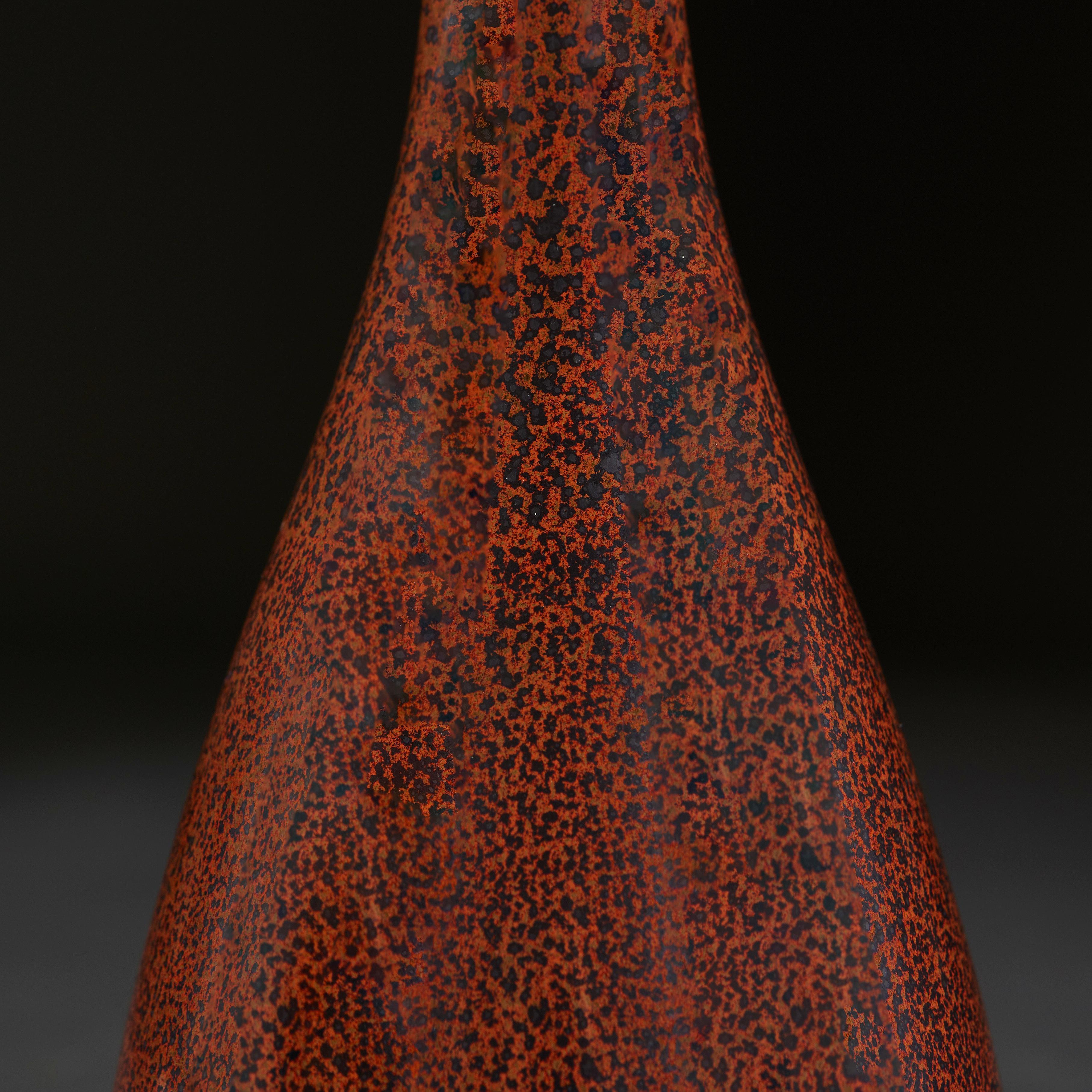 Glazed Ironspot Glaze Bottle Vase as a Lamp For Sale