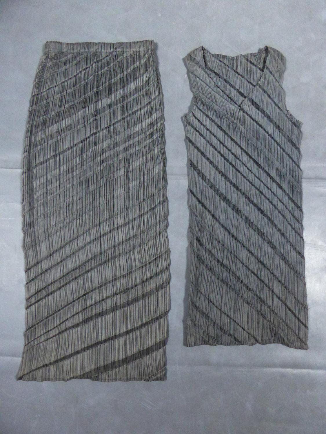 Gray An Issey Miyake Pleated Set numbered M57-FG810 and M57-FH827 Circa 1990