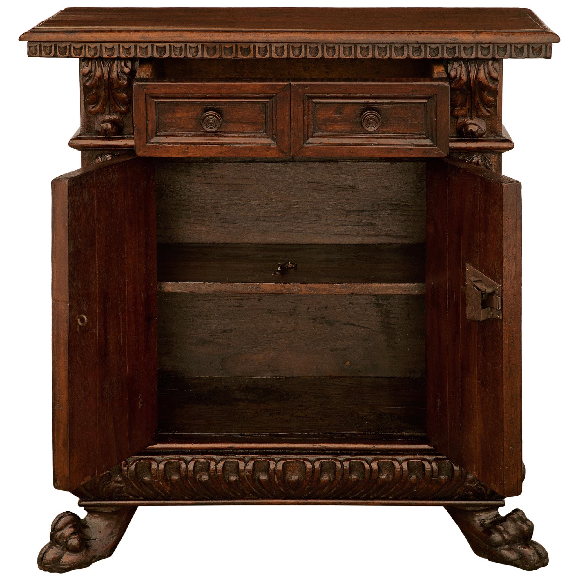 An Italian 17th century Baroque Period Walnut and Iron cabinet In Good Condition For Sale In West Palm Beach, FL