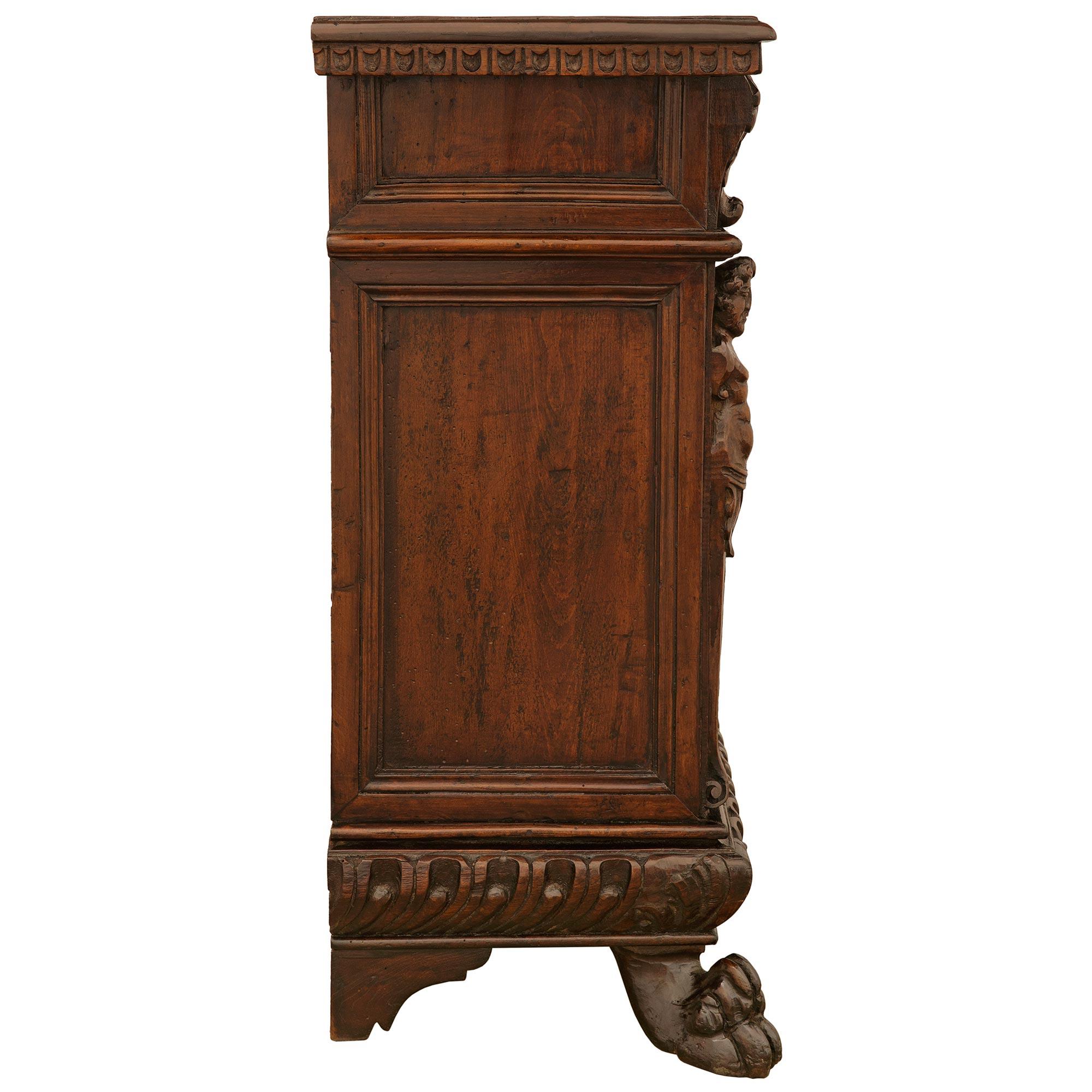 An Italian 17th century Baroque Period Walnut and Iron cabinet For Sale 1