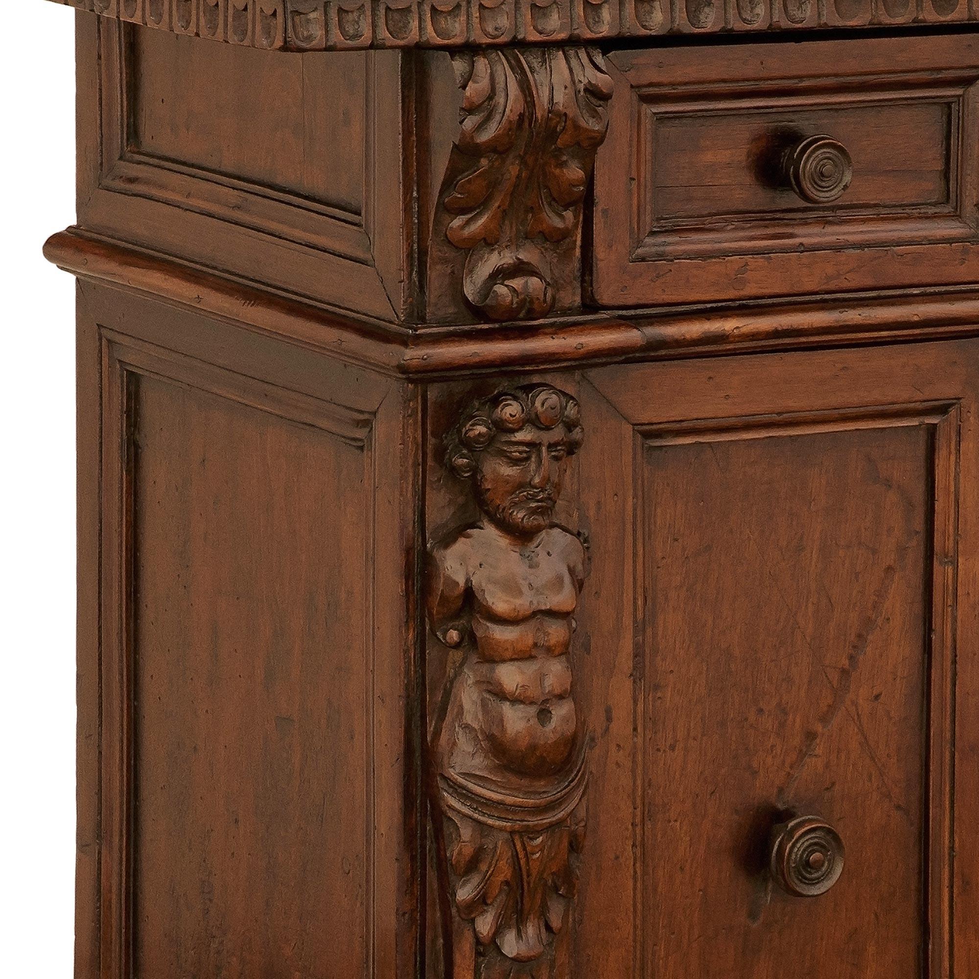 An Italian 17th century Baroque Period Walnut and Iron cabinet For Sale 2