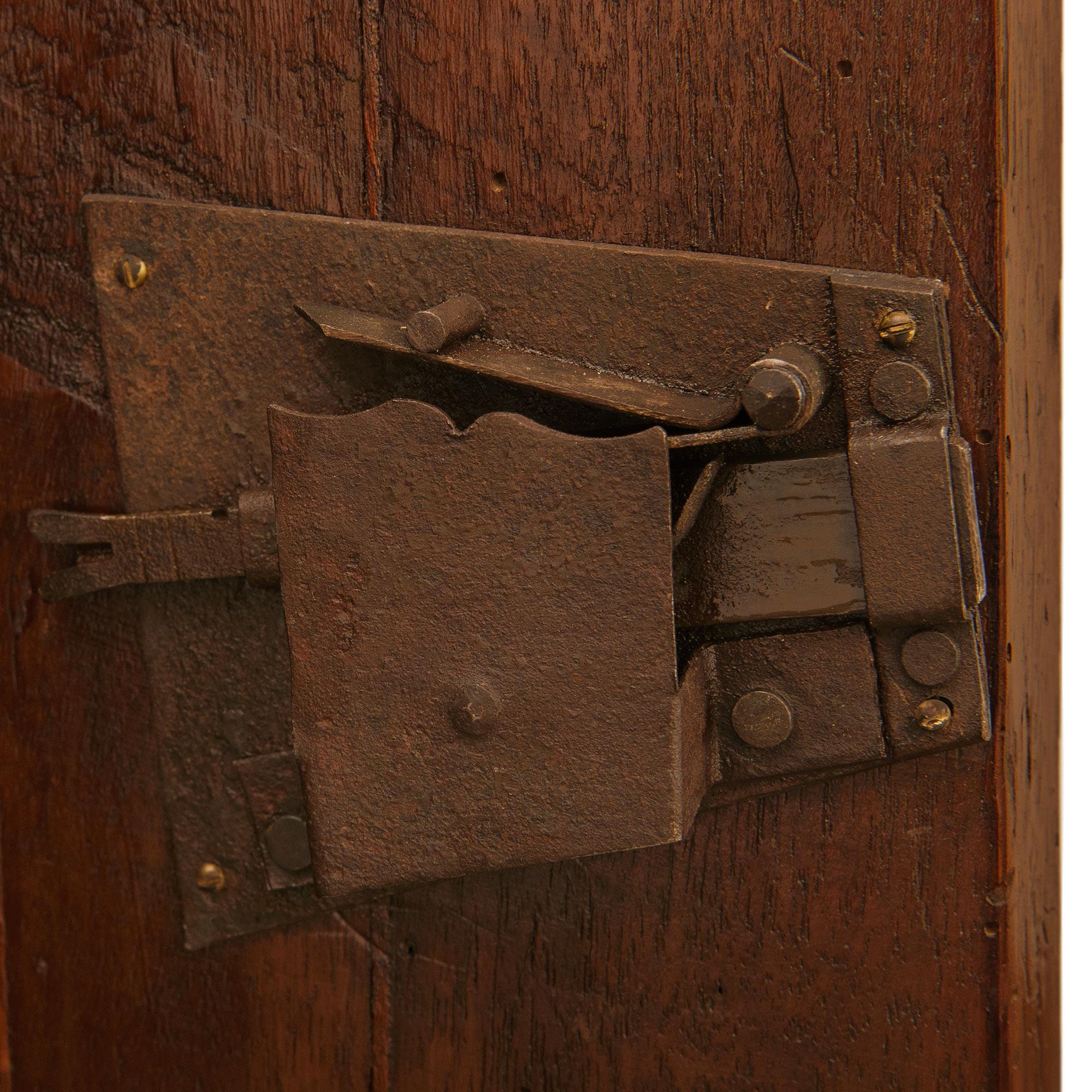 An Italian 17th century Baroque Period Walnut and Iron cabinet For Sale 3