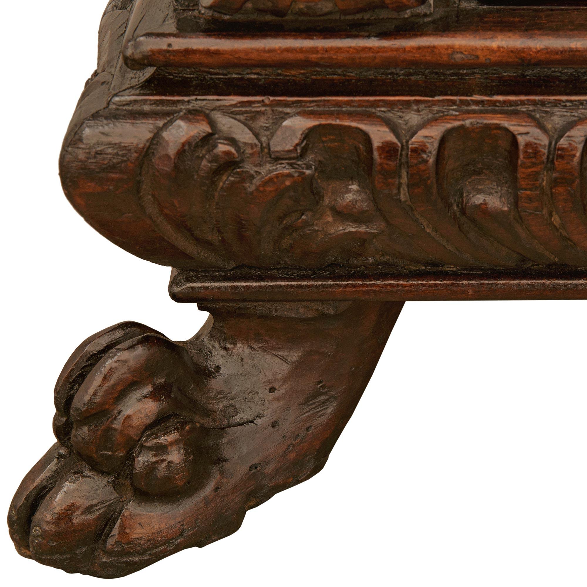 An Italian 17th century Baroque Period Walnut and Iron cabinet For Sale 5