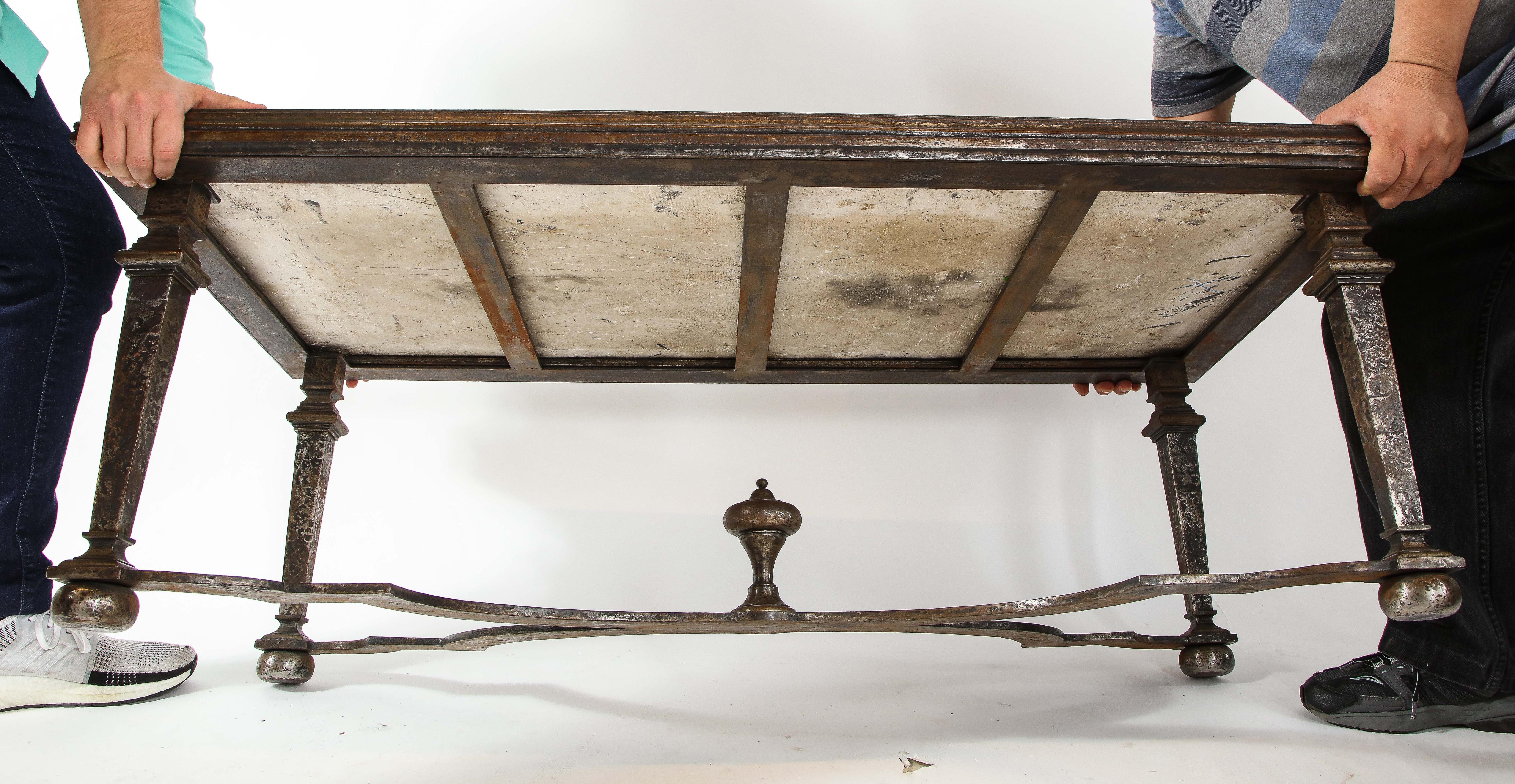 Italian 17th Century Scagliola Panel Mounted on Iron Base as a Coffee Table 10