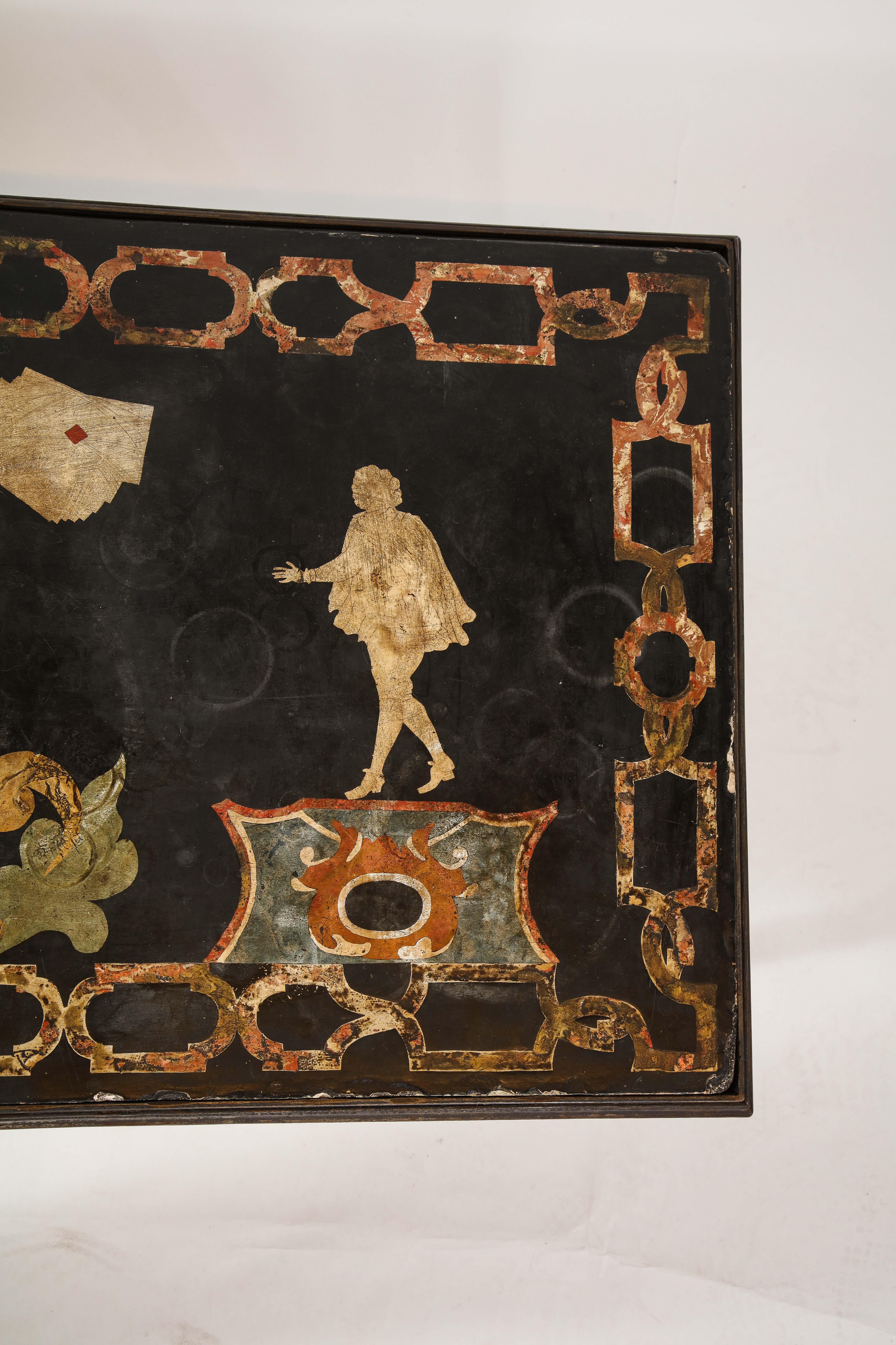 Italian 17th Century Scagliola Panel Mounted on Iron Base as a Coffee Table 1