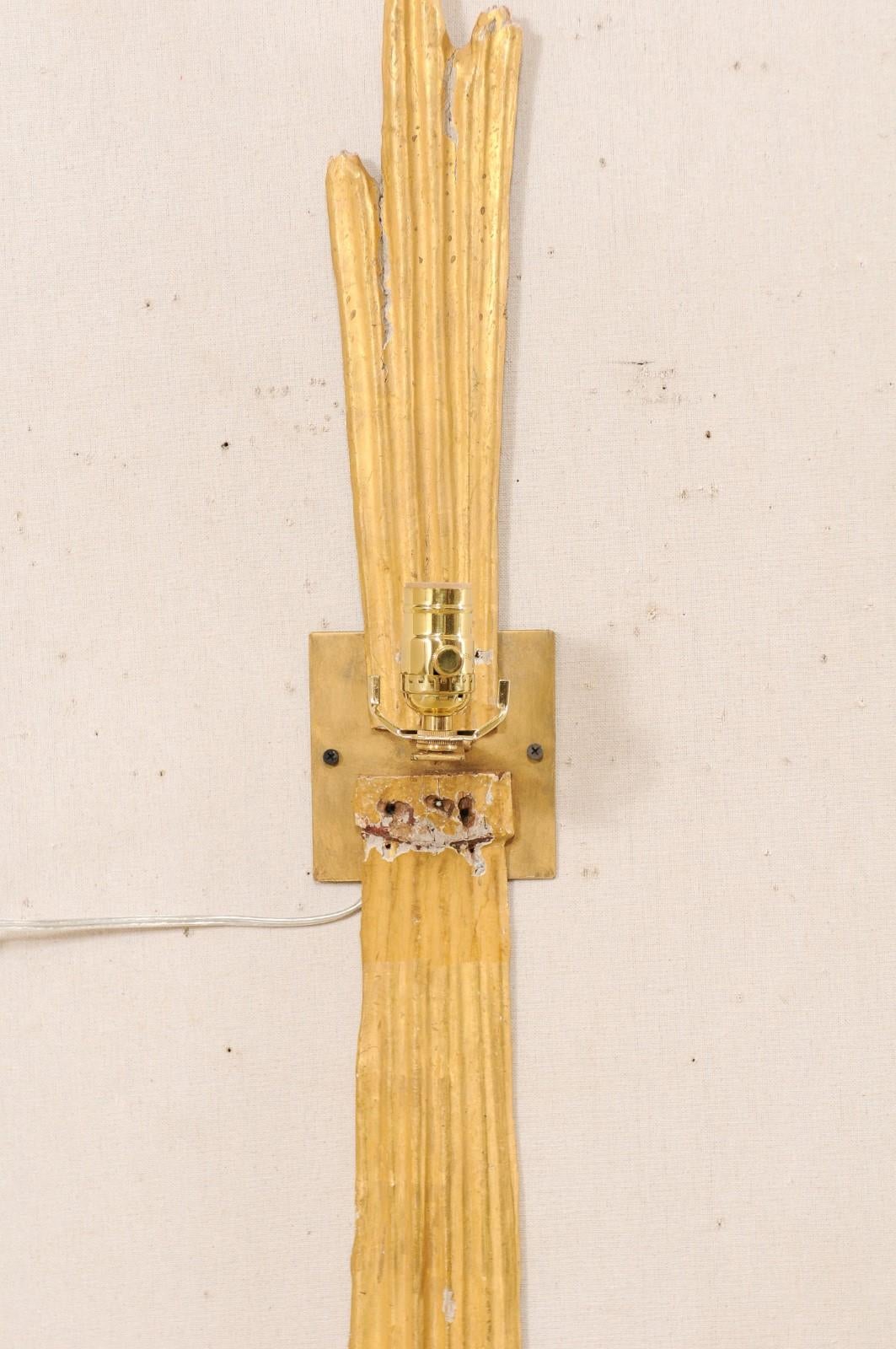 Italian 18th Century Gilt Sun Ray Fragment Custom Sconce with Half Shade For Sale 2