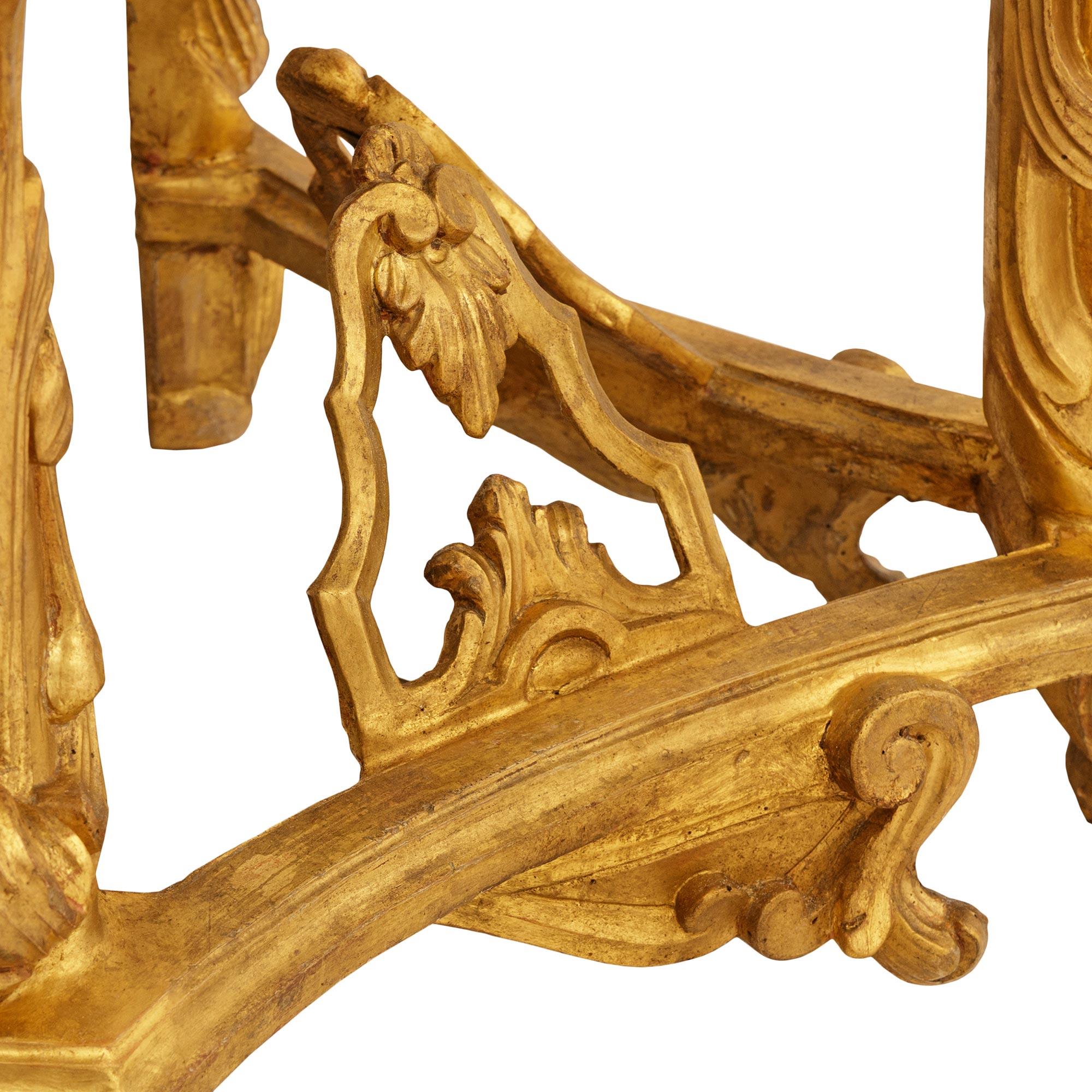 Consolle barocca italiana del XVIII secolo in legno dorato e marmo Alabastro Rosso in vendita 3