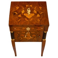 Italian 18th Century Baroque Period Walnut, Fruitwood, and Bone Side Table