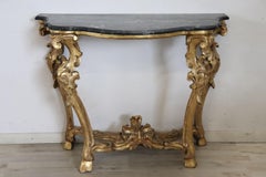 Console in marmo in legno dorato Luigi XV del XVIII secolo