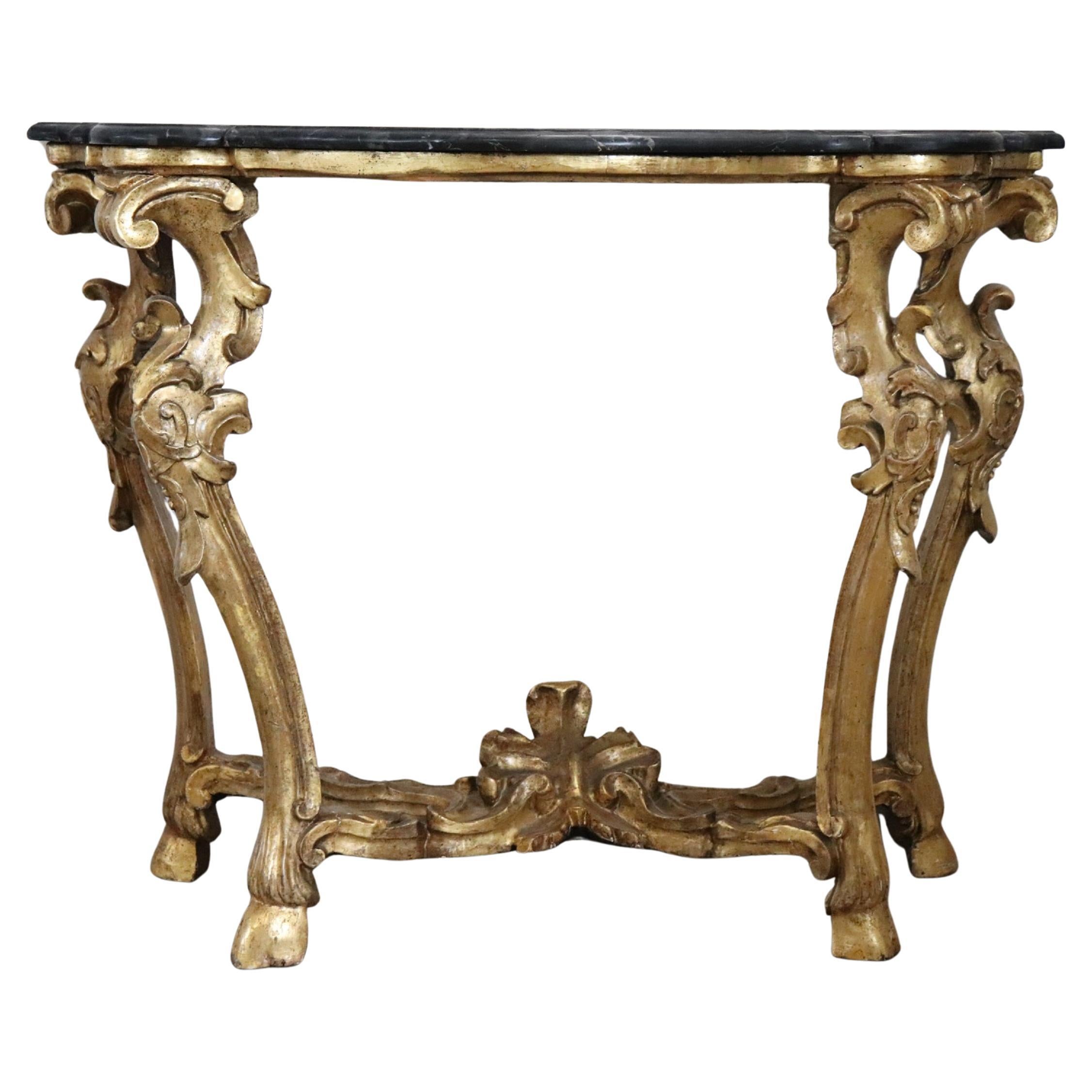 An Italian 18th Century Louis XV Giltwood Marble Console